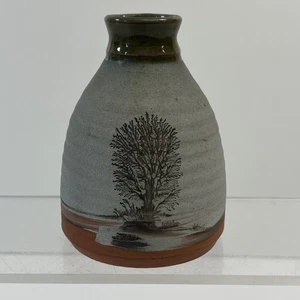 Vintage Mike Pollard Mokkaware Steinzeug Knospen Vase Devon Studio Potter 10,5 cm - Bild 1 von 10