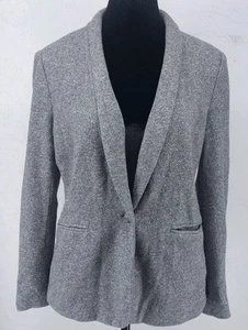 LOFT Gray Marled Cotton Soft One Button Blazer Jacket Size MP Petite - Picture 1 of 6