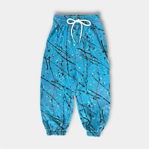 Pantalon vintage imprimé éclaboussures de peinture bleu surf Floride 4T - Photo 1/10