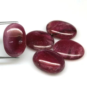 84.04 CT. 5Pcs Heated Red Ruby Madagascar Oval Cabochon - Picture 1 of 4