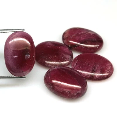 84.04 CT. 5Pcs Heated Red Ruby Madagascar Oval Cabochon - Image 1 of 4