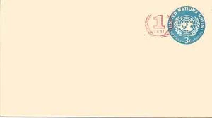 UNITED NATIONS U1 ENVELOPE WITH A 1¢ SURCHARGE VERY SCARCE. - Picture 1 of 1