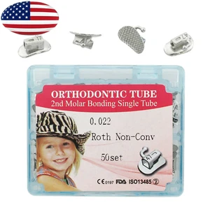 200 Pc Orthodontic Buccal Tubes Second Molar 0.022 Roth Bonding Non-Convertible - Picture 1 of 8