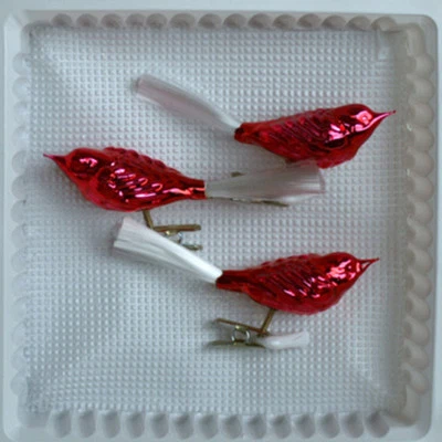 Lauschaer Glas Christbaumschmuck Vögel Glas rot glanz mundgeblasen - Bild 1 von 4