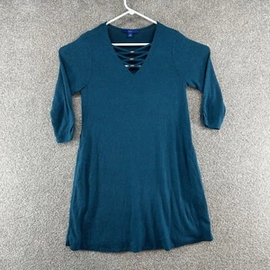 Apt 9. Women's Dress Size Medium Blue 3/4 Sleeve V-Neck Pullover - Picture 1 of 11