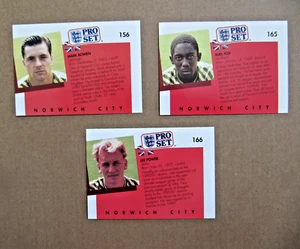 3 Norwich City 1990/91 Pro Set Football cards Bowen, Fox, Power # 156, 165, 166 - Picture 1 of 2