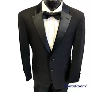 Tommy Hilfiger Black TUX Sport Coat Tuxedo SATIN Lapel Jacket Formal PROM Blazer - Picture 1 of 5