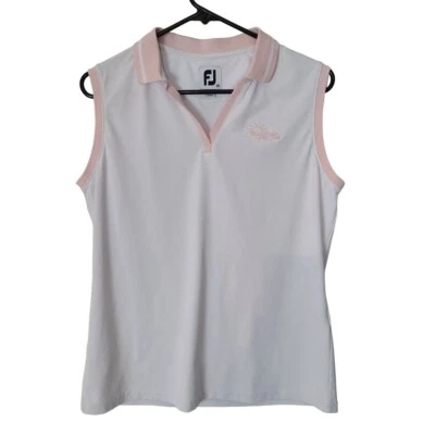 FootJoy Mujer M Blanco Sin Mangas Atlético Golf Polo Cuello Pullover Foto 1 de 4