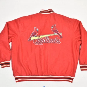 JH Designs MLB Men's Bomber Jacket Cardinals Red Size 4XL Reversible Damaged - Picture 1 of 8