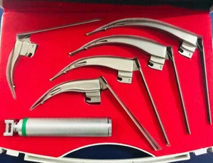 MCCOY FLEXI-TIP FIBEROPTIC LED Laryngoscope SET BLADE # 1&2&3&4&5 MEDIUM - Picture 1 of 3