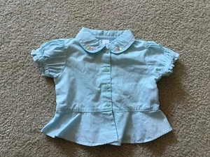 NWT! CARTERS Infant 9 Months Blue Smocked Collar Short Sleeve Blouse Top Shirt - Picture 1 of 7