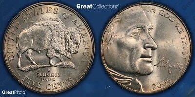 ERROR!  2005-P Jefferson Bison Struck Thru Grease ANACS MS-65... - Image 1 of 3