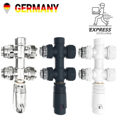 Multiblock Heizkörper Anschlussarmatur Thermostat Hahnblock Badheizkörper Ventil - Bild 1 von 4