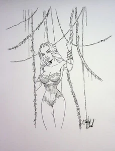 POISIN IVY DC Comics JONATHAN CARRILLO Signed Hand Penciled Pin-Up 8.5"x11" - Imagen 1 de 3