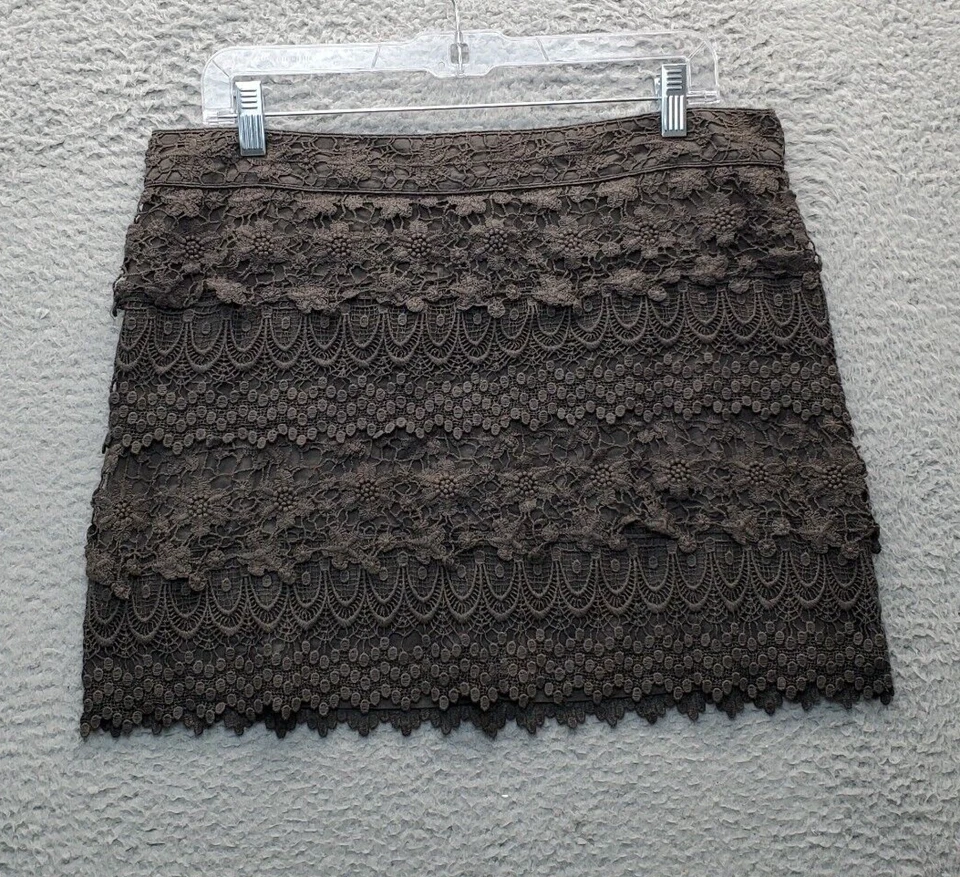 Minifalda para mujer American Eagle Outfitters talla 10 gris ganchillo forrada en capas Foto 1 de 4