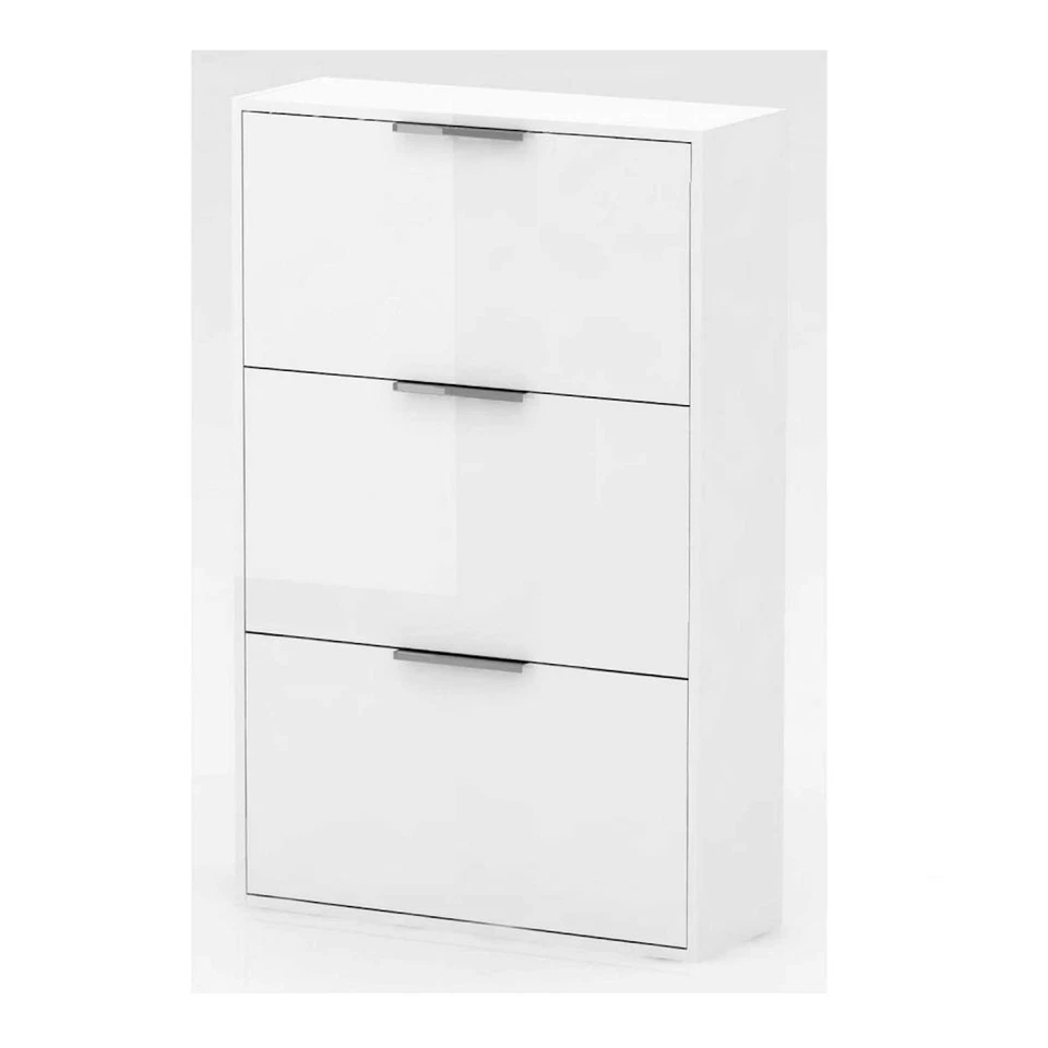 Scarpiera Legno Doppia Slim 3 Ribalte 18 Paia 65x25x100h Bianca Salvaspazio - Immagine 1 di 1