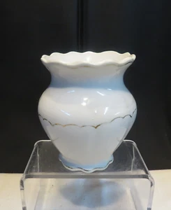 RARE Antique Knowles Taylor Knowles Small Vase Brush Jar White & Gold HLC Bridal - Picture 1 of 12