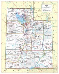Utah State Wall Map Large Print Poster - 24"Wx30"H - Picture 1 of 1