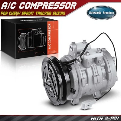 A/C Compressor with Clutch for Chevrolet Sprint Tracker Suzuki Samurai X-90 SOHC - Image 1 of 4