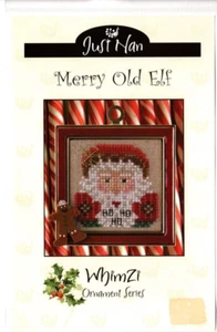 JUST NAN ~ MERRY OLD ELF ~ WHIMZI ORNAMENT SERIES CROSS STITCH CHART SANTA - Picture 1 of 1