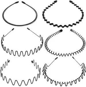 6pcs Headband Hair Hoop Spring Wave Unisex Flexible Accessories for Women Men - Picture 1 of 7