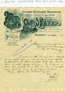Dépt 45 - Orléans 5 Quai du Roi - Très Belle Entête d'une Distillerie de 1916 - Picture 1 of 1