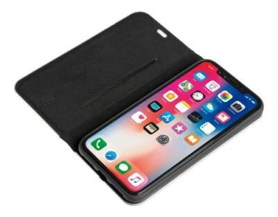 COVER CUSTODIA A LIBRO PER APPLE IPHONE X IN SIMILPELLE SMARTPHONE NERO ARGENTO - Immagine 1 di 4
