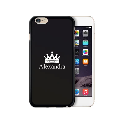 Funda Personalizada Inicial Teléfono King/Queen Corona Nombre en Negro TPU Cubierta Suave Foto 1 de 4