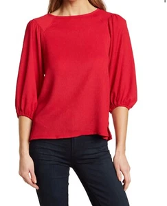 Vince Camuto Women's Puff Sleeve Knit Top Arresting Red, Size Small, MSRP $69 - Picture 1 of 7