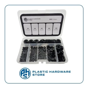 Kit Rondelle isolanti piatte di plastica - Nero - da M3 a M10 - 350 Pz - PHS - Imagen 1 de 4