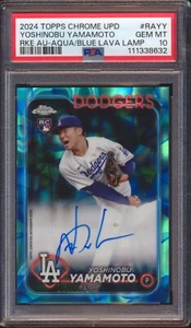 2024 Topps Chrome Yoshinobu Yamamoto Aqua Blue Lavalamp Auto /175 PSA 10! - Bild 1 von 2