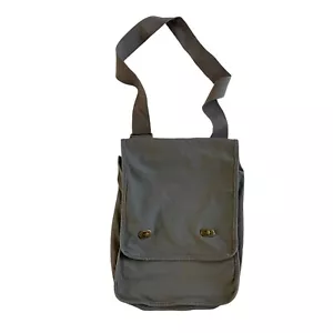 Autentica borsa a tracolla in tela pigmentata tote grigio fumo 1902 16" x 13" - Foto 1 di 10