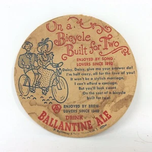 Antique Vintage Ballantine Ale Bicycle Beer Coaster - Picture 1 of 2