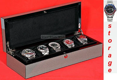 Caja de almacenamiento de reloj de lujo con aspecto de fibra de carbono para cinco relojes-modelo: Watchpro5-CF Foto 1 de 4
