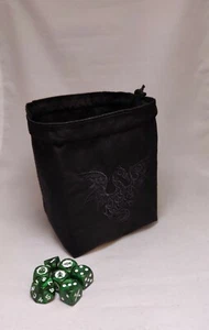 Dragon Dice Bag, Black Dragon Pouch, D&D Dice Bag, Tabletop Gaming Gift for RPG - Picture 1 of 3