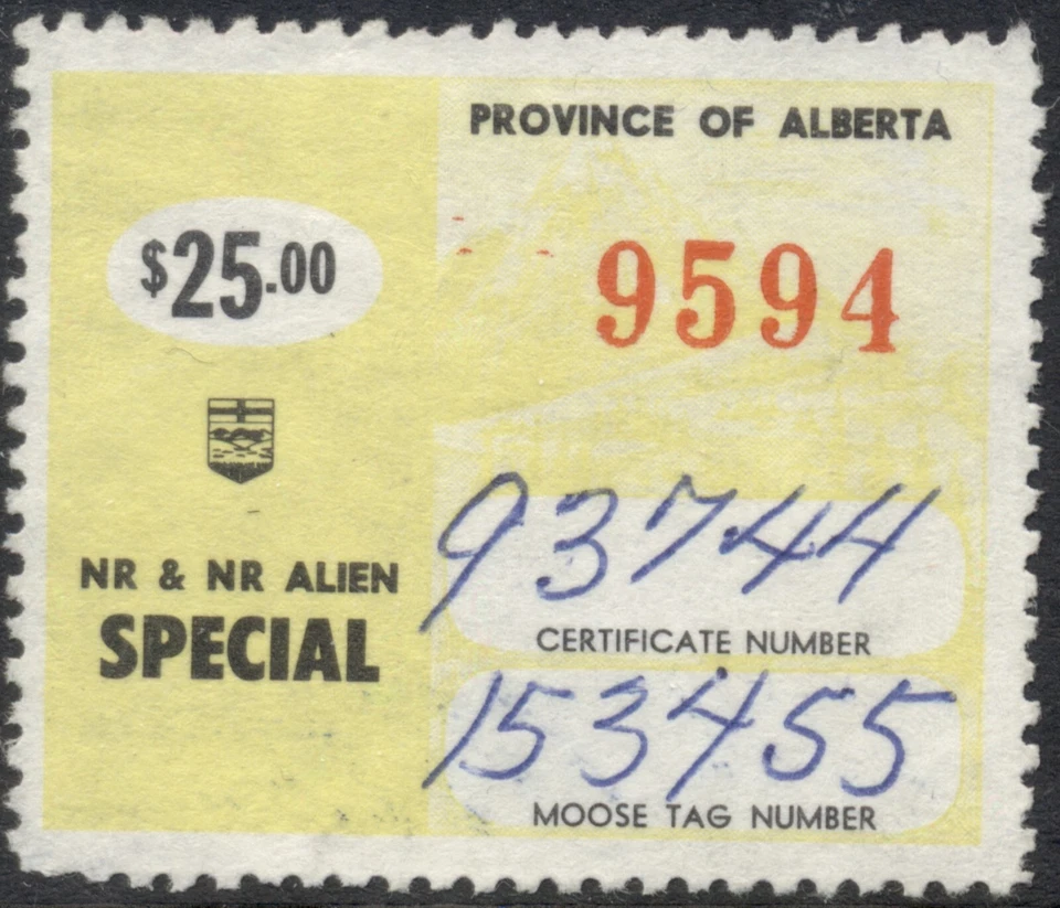 Sello Certificado de Vida Silvestre Alberta 1967 Especial (gran juego) Sin precio base/NRA $25 AW59 Foto 1 de 1