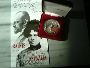 Latvia Lettland 5 euro 2015 silver collection coin RAINIS AND ASPAZIJA - Picture 1 of 4