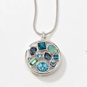 Collar de montaje de cristal de piedra táctil de Swarovski cristales azules revestimiento de rodio - Imagen 1 de 12