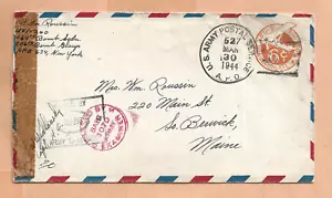 Segunda Guerra Mundial Correo Militar Apo 527 1944 368ª BOMBA SQDN CENSURADO - Imagen 1 de 1