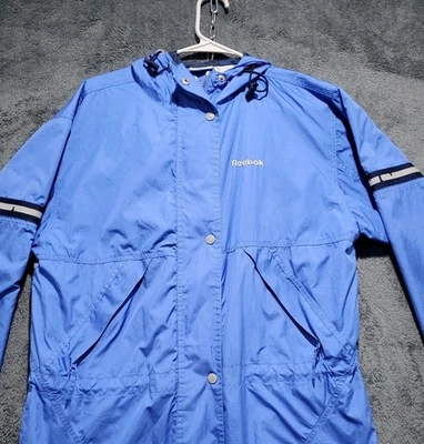 Vintage Blue Reebok Hooded Nylon Windbreaker Mens Size XS - Image 1 of 4