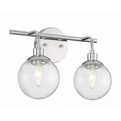 Craftmade 53302-CH Que Clear Seeded Glass Globe Bathroom Vanity Lighting, 2-L... - Image 1 of 4