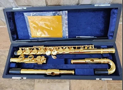 Nueva Flauta Profesional 471 Chapada en Oro Flauta Llave Dorada Flautas Curvas 16 Hol Cierre Foto 1 de 2