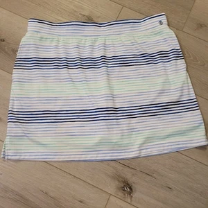 Womes White Blue Green Striped IZOD Golf Skirt Short Skort Sz Large - Picture 1 of 4
