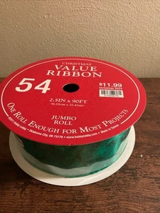 New Christmas Value Ribbon #54 Green design hobby lobby 2.5in X 90ft - Picture 1 of 4