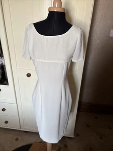 NEXT Preloved Ivory Chiffon Lined Short Sleeve Knee Length Ladies Dress Size 8 - Picture 1 of 12