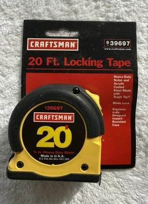 Cinta métrica de bloqueo Sears Craftsman EE. UU. Nos 20 ft rara amarilla 39697 20’ Foto 1 de 4
