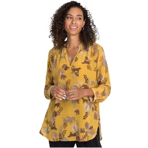 Johnny Was Taly Astrid Tunika Safari 100% Seide Boho Animal Print Bluse Top Shirt - Bild 1 von 12