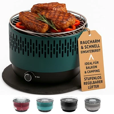 SOUK ONE Tischgrill mit Aktivbelüftung Sch Holzkohlegrill BBQ Outdoor