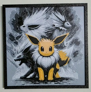 Pokemon Eevee Picture With Frame 8inx8in Hueforge 3D Printed - Picture 1 of 8