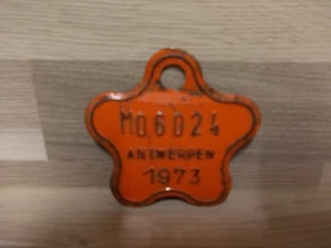Altes kleines Blechschild Mopedplakette Belgien Shabby Brocante Vintage 1973 - Bild 1 von 1
